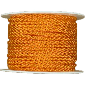 Stuha Provázek kroucený TwistCord Bright Orange oranžová 3mm x 4m (5,-Kč/m) (Provázek dekorační, atlasový, barva oranžová, kroucený, lesklý)