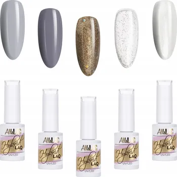 Lak na nehty 5x Hybridní lak ALLELAC 5g Zlatý Stříbrný Mix SADA 5v1 na nehty