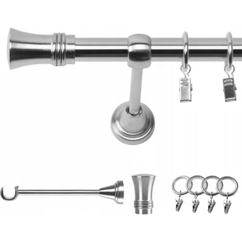 GARNÝŽ JEDNOŘADÁ 120 CM 19 MM EFEKT OCELI PRINCE TICHÉ KROUŽKY SE ŽABKAMI