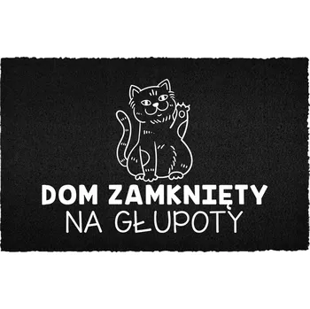 Rohožka KOKOSOVÁ VSTUPNÍ ROHOŽKA ČERNÁ 40X60CM KE DVEŘÍM - ZÁBAVNÁ "NA BLBOSTI"