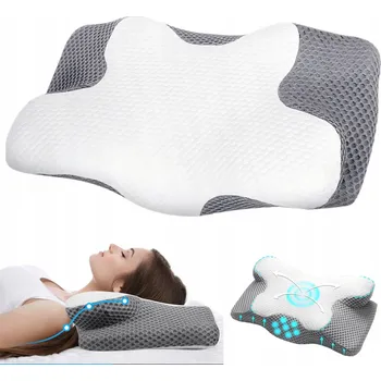 Polštář Ortopedický polštář Proti Bolesti Zad Profilovaný Paměťový 60x13x34 bílo-šedý