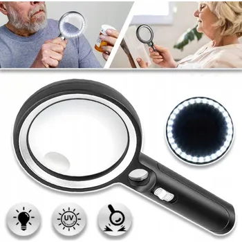 Lupa VELKÁ LUPA NA ČTENÍ SKLO S PODSVÍCENÍM - IDEÁLNÍ DÁREK PRO DĚDEČKA