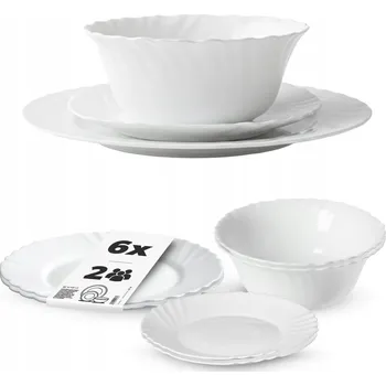 Talíř JÍDELNÍ SERVIS SADA TALÍŘŮ 6 ks TALÍŘE KOMPLET JÍDELNÍ SOUPRAVA BÍLÁ