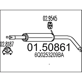 Zadní díl výfuku Střední díl výfuku MTS 01.50861
