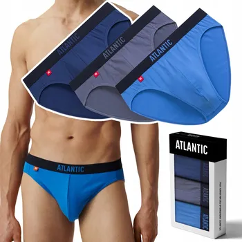 Slipy Pánské slipy 3 PÁRY sportovní BAVLNĚNÉ slipy ATLANTIC 3MP-094 - XL