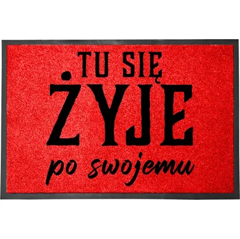 Rohožka VCHODOVÁ ROHOŽKA ČERVENÁ 40X60 KE DVEŘÍM VTIPNÁ S HUMOREM PO SVÉM