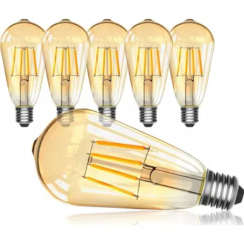 Žárovka 6 KS DEKORATIVNÍ LED ŽÁROVKA FILAMENT 4W ST64 E27 VINTAGE EDISON RETRO