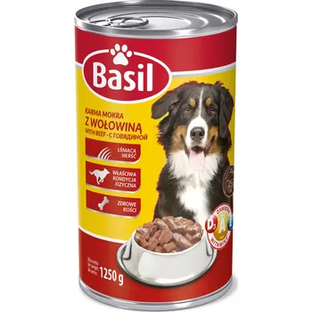 Krmivo pro psa Mokré krmivo Krmivo pro dospělé psy basil s hovězím masem velká konzerva 1250 g
