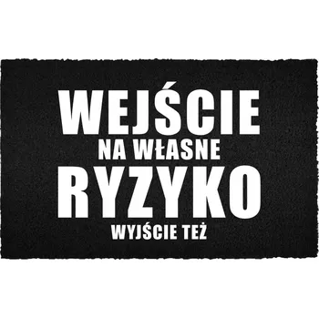 Rohožka KOKOSOVÁ ROHOŽKA PŘED DVEŘE ČERNÁ - VSTUP NA VLASTNÍ NEBEZPEČÍ (S HUMOREM)