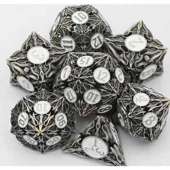 Příslušenství k deskovým hrám ČASOPROSTOROVÁ SMYČKA SADA 7 KOVOVÝCH RPG kostek