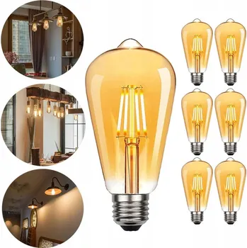 Žárovka Dekorativní retro OZDOBNÁ ŽÁROVKA EDISON ST64 E27 6 KS