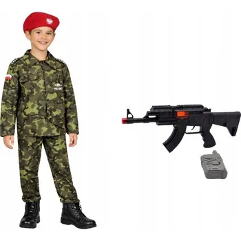 Karnevalový kostým Kostým Voják Polský 146/152 Vojsko Maskáčový Militaria Armáda + PUŠKA