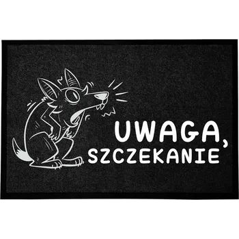 Rohožka ČERNÁ VSTUPNÍ ROHOŽKA 40X60 POD DVEŘE - VTIPNÁ S HUMOREM - POZOR, ŠTĚKÁME