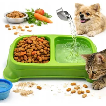 Miska pro psa Sada dvou plastových misek Misio zelená 1,8 l