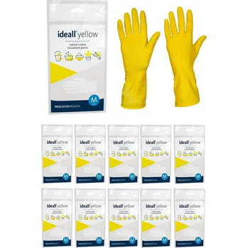 Pracovní rukavice GUMOVÉ RUKAVICE PRO DOMÁCNOST IDEALL YELLOW M 12 PÁRŮ
