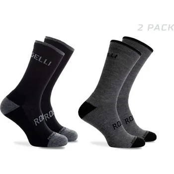 ROGELLI Funkční zimní ponožky Rogelli MERINO se 40% vlny – 2 páry, bezešvá špička 44/47 ČERNÁ|ŠEDÁ