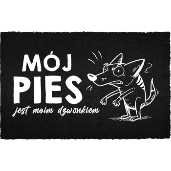 Rohožka KOKOSOVÁ VSTUPNÍ ROHOŽKA ČERNÁ 40X60 KE DVEŘÍM VTIPNÁ PES ZVONEK