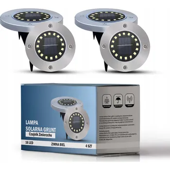 Venkovní osvětlení Solární LED zahradní lampa zapichovací do země, silná, 16 LED, studená bílá, 4 kusy