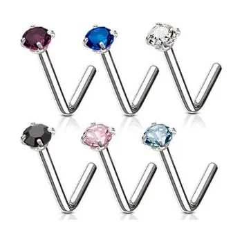 Piercing N0173-P Zahnutý piercing do nosu - růžová