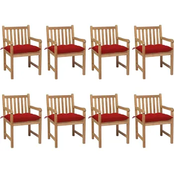 zahrada-XL Zahradní židle 8 ks červené podušky masivní teak 3073079