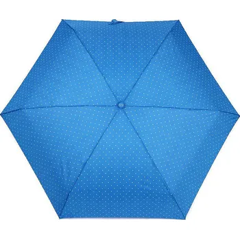 Deštník Skládací mini deštník s puntíky, velké, 3 modrá sytá