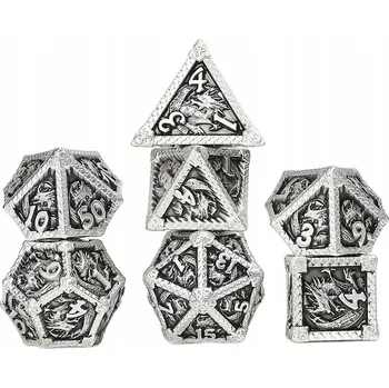 Příslušenství k deskovým hrám PÍSEŇ MRÁZOVÝCH HRANÍ SADA 7 KOVOVÝCH RPG kostek