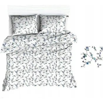 Povlečení Krepové povlečení 140x200 1127N bílé, modré kvítky 1683E na knoflíky 10