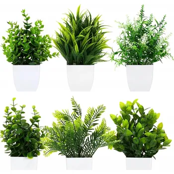 umělá květina Umělé Květy v Květináčích Sada 6 Kusů Umělá Malá Květina K01x