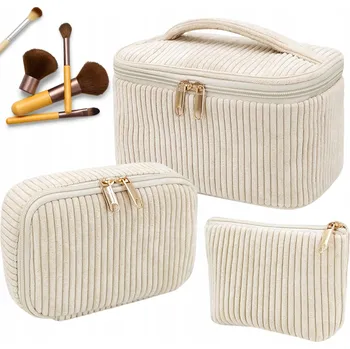 Kosmetická taška Cestovní Dámská Kosmetická Taška Velká Organizér Kufřík béžová na kosmetiku