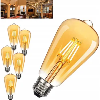 Žárovka 6x LED žárovka E27 FILAMENT 4W teplá bílá 2700K EDISON RETRO dekorativní vlákno