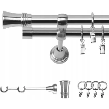 Garnýž GARNÝŽ DVOJITÁ 360 CM 19 MM EFEKT OCELI PRINCE TICHÁ KOLEČKA NA ŽABKY