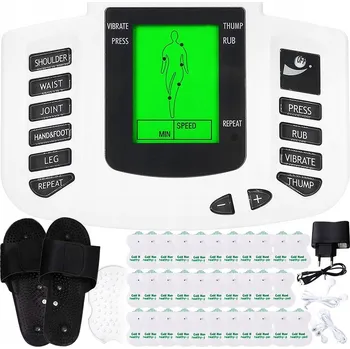 Masážní přístroj ELEKTROSTIMULÁTOR EMS TENS SVALŮ NERVŮ MASÁŽ MASÁŽNÍ PŘÍSTROJ SILNÝ + 32 ELEKTROD