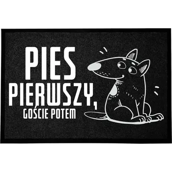 Rohožka ČERNÁ VSTUPNÍ ROHOŽKA 40X60 CM KE DVEŘÍM PRO CHOVATELE PSŮ - PES NA PRVNÍM MÍSTĚ