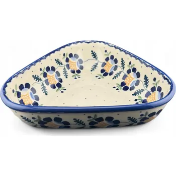 Trojúhelníková miska, trojúhelníkový talíř Světlý dekor 00RU Keramika Bolesławiec