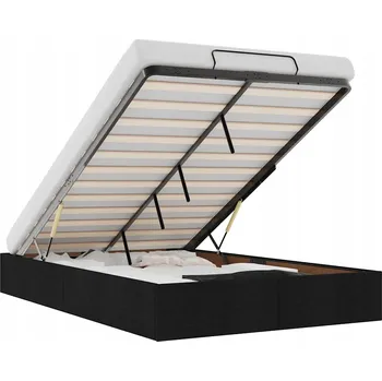 Postel Rám postele s úložným prostorem (otomana) černý 203 x 120 x 23,5 cm se zvedacím mechanismem