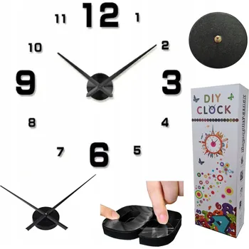 Hodiny 3D nástěnné hodiny TIMELIKE T4202 DIY 70 cm - 130 cm MODEL samolepící ČERNÉ