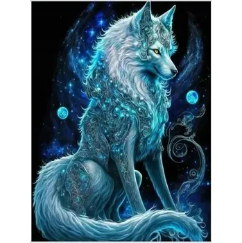 Obraz Diamantová Výšivka Mozaika Diamond Painting Vlk Zvířata 30x40 cm Pro Děti