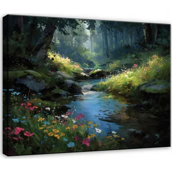 Obraz OBRAZ LES KRAJINA ŘEKA PEJZAŽ DO LOŽNICE OBÝVÁKU NA PLÁTNĚ 40x30