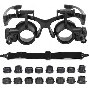 Lupa BRÝLOVÁ LUPA, HODINÁŘSKÉ BRÝLE S LUPAMI, ZVĚTŠENÍ 2,5X - 25X, 2 LED DIODY