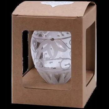 Vánoční dekorace Průhledná vánoční baňka s bílou ozdobou