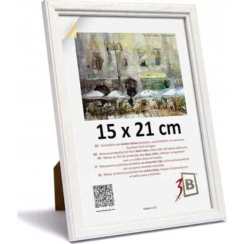 Obraz Rámeček na fotografie s certifikátem 15x21 cm a podpěrou, dřevěný, bílý, rám A5