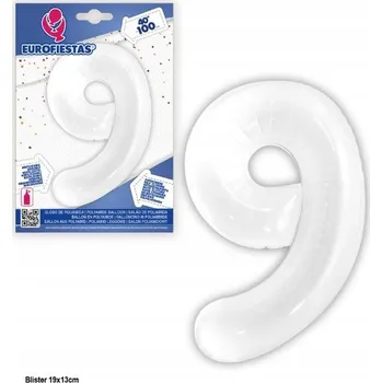 Balónek Ouda Party - 100cm Bílý balón ve tvaru číslice 9