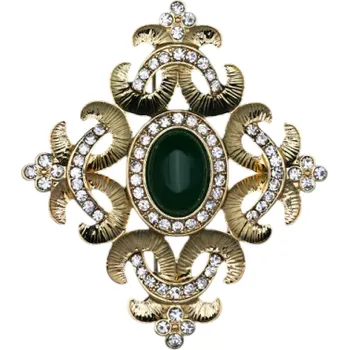 Brož Módní barokní brož 5,5 x 5,5 cm Křišťálové perly s kamínky Zinková slitina Elegantní společenský doplněk 1