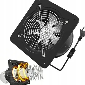 Domácí ventilátor PRŮMYSLOVÝ ODTAHOVÝ VENTILÁTOR NA ZEĎ 150MM VÝKONNÝ LOPATKOVÝ 525 m3/h