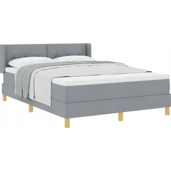 Postel Nastavitelná postel s pružinovým roštem světle šedá 193 x 147 x 88 cm s matrací