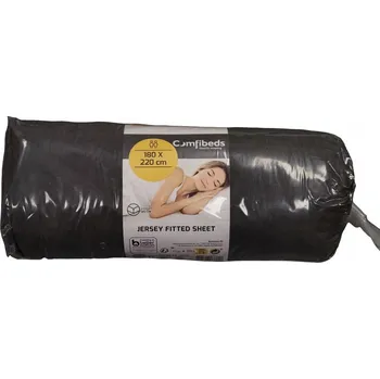 Prostěradlo Prostěradlo s gumou 180 x 220 cm Bavlna Antracit Jersey Fitted Comfibeds