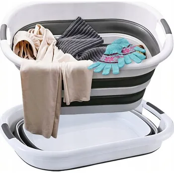 Koš na prádlo Maibang skládací 38 l bílý šedý