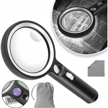 Lupa Lupa na čtení s LED osvětlením, zvětšení 10x, 20x a 45x