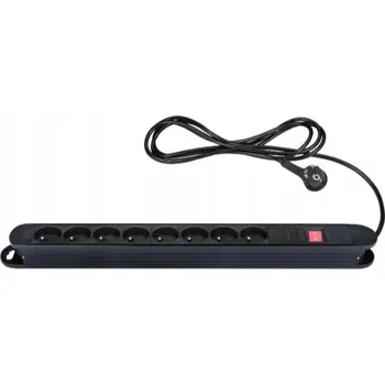 Napájecí kabel Zásuvková lišta 8 zásuvek, prodlužka PARKSIDE, 3 m 3680 W černá