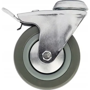 Pojezdové kolečko Otočné kolečko s brzdou 125 mm, transportní kolečko otočné, gumové, na otvor